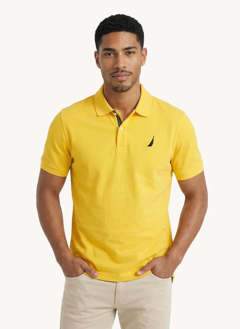 Nautica Men Regular Fit Solid Cotton Blend Polo Shirt for Smart-Casual Wear-Yellow