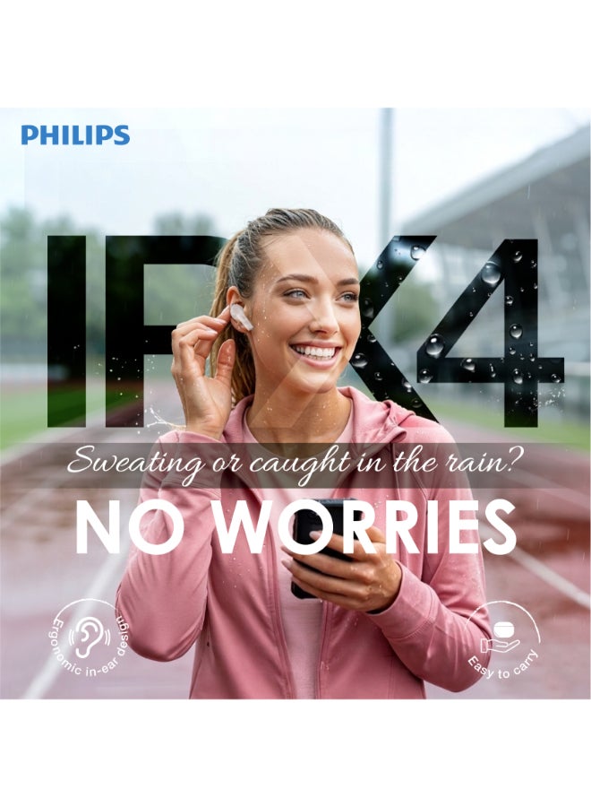 Philips TAT3559WT 3000 Series True Wireless Earbuds – Premium White Finish, Powerful Sound, Extended Playtime White - Image 2