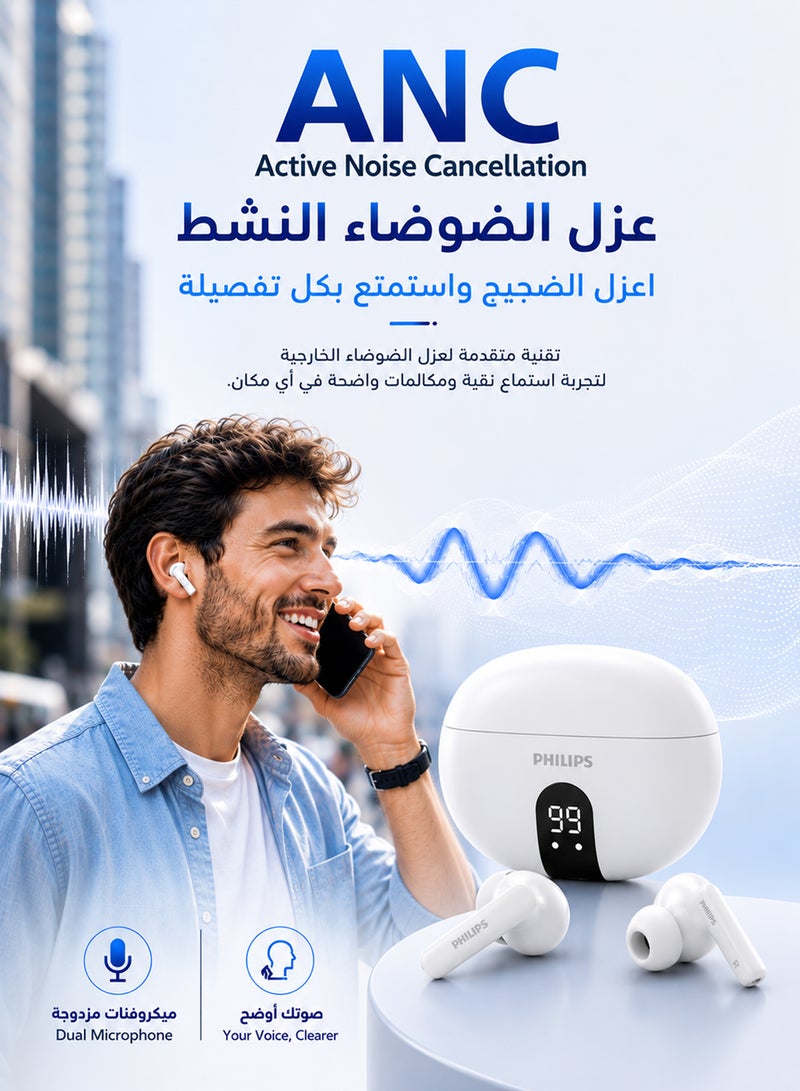 Philips TAT3559WT 3000 Series True Wireless Earbuds – Premium White Finish, Powerful Sound, Extended Playtime White - Image 3