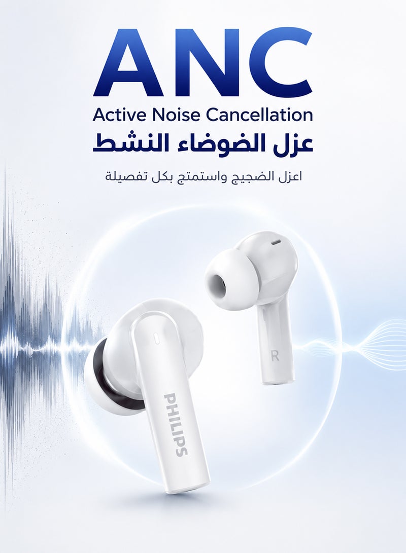 Philips TAT3559WT 3000 Series True Wireless Earbuds – Premium White Finish, Powerful Sound, Extended Playtime White - Image 2