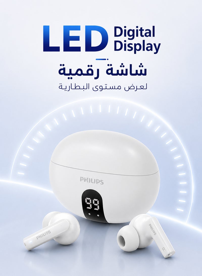 Philips TAT3559WT 3000 Series True Wireless Earbuds – Premium White Finish, Powerful Sound, Extended Playtime White - Image 5