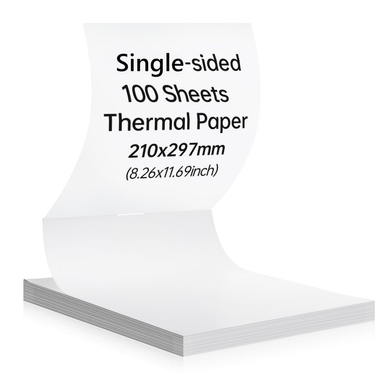 Peripage A4 Thermal Paper Single-Sided Printing Paper Continuous Folding 210x297mm (8.26x11.69 Inches) 100 Sheets Suitable For Peripage A40 P40 Thermal Printer, Very Suitable For Photo And Image Reception - Image 1