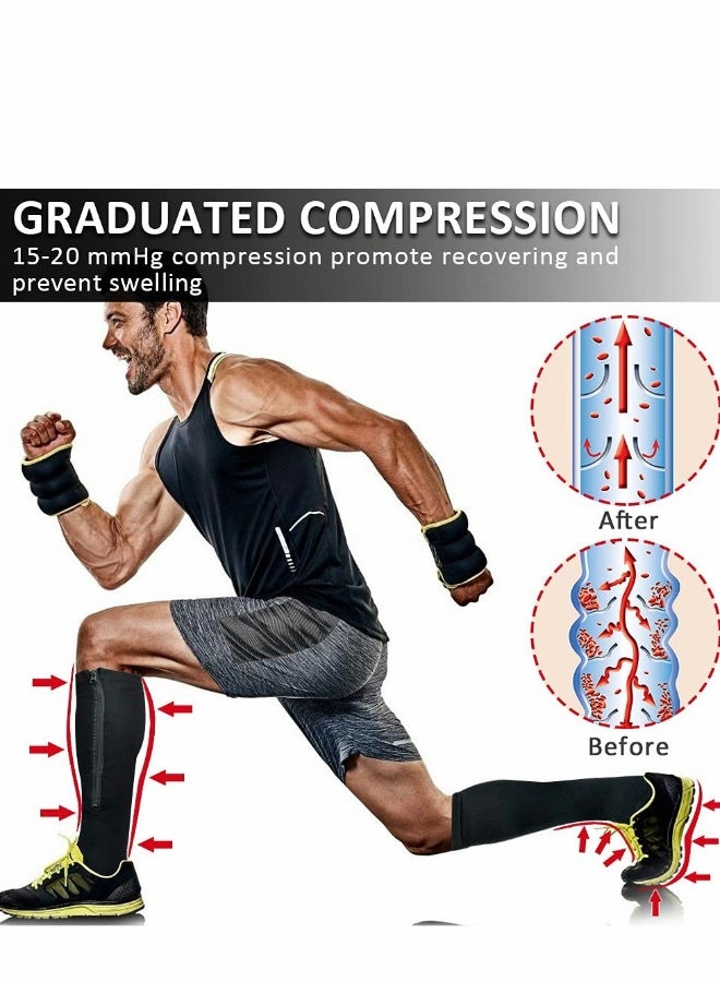 Zipper Compression Socks 15-20 mmHg for Women  Men, Yoga Gym Closed Toe Edema, Swollen, Black - Image 2