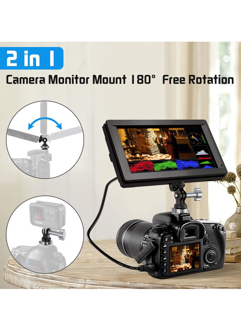 SYOSI Cold Shoe Adapter for Gopro, Camera Monitor Mount, Full Aluminum Cold Shoe Mount to 1/4"-20 Conversion Adapter, Detachable Joint Mount Extension for Gopro/Tripod/Action Cam/Camera/Monitor/Vlog - Image 2