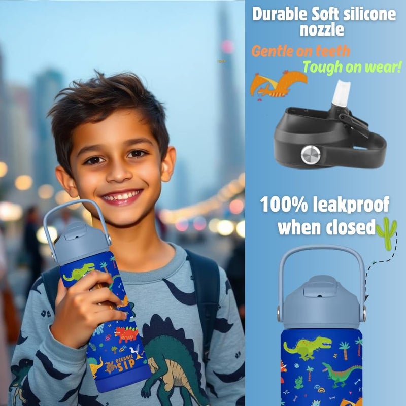 Oceanic Boys Stainless Steel Water Bottle 550ml 18oz Double-Wall Vacuum Insulated 304 Stainless steel Water Bottle BPA FREE Leak Proof - Image 2