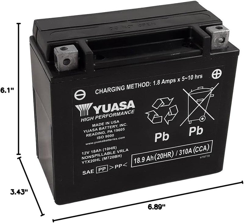 Yuasa YUAM720BH YTX20HL Factory Activated H Series AGM Battery - Image 2