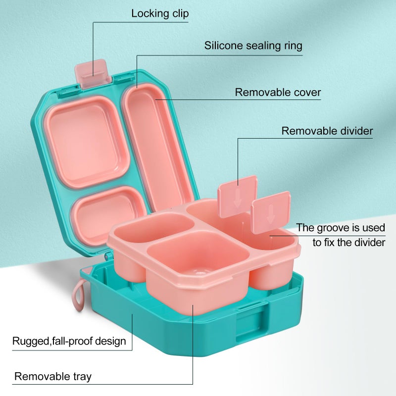 wiwens Bento Lunch Box for Kids with 12oz Soup Thermo Leak-Proof Lunch Food Container with 5 Compartment Thermo Hot Food Jar and Insulated Lunch Bag for Kid Toddler Girls Boys to School - Image 2