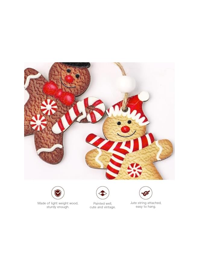 The Bros زينة رجل الزنجبيل لعيد الميلاد 12 قطعة زينة خشبية لشجرة عيد الميلاد زينة معلقة مع صندوق هدايا - Image 3