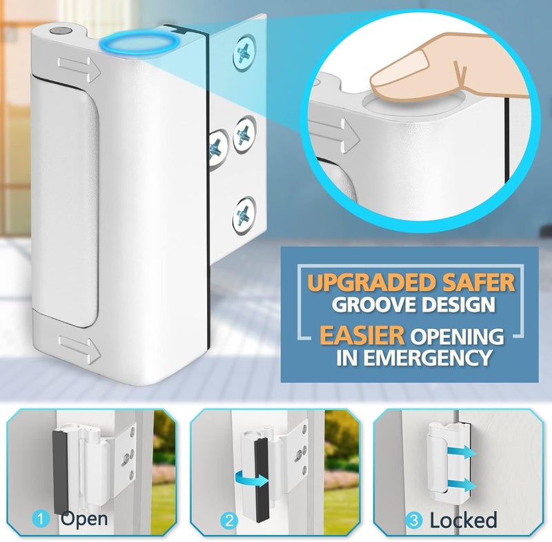 WINONLY Door Lock for Front Door Kids Safety - Home Security Door Reinforcement Locks Child Proof for Doors Latches for Top of Inside Childproof Flip for Night Bedrooms Apartment Add Extra Lock - Image 3