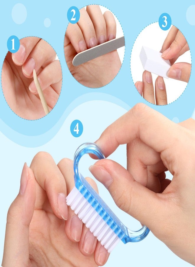 Leriton 100 Sets Professional Disposable Manicure Kit Basics 4 Piece Nail Kit Wood Nail File 100/180 Grit, Mini Buffer 80/100 Grit, Wood Stick and Handle Grip Brush Gifts (Blue) - Image 4