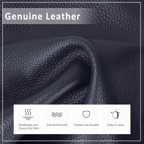 befen Genuine Leather Tote Bag for Women for Work, Large Tote Purse, Women's Large Soft Leather Handbags and Shoulder Bags Satchel Handbags with Top Handles for Work Travel, Navy Blue - Image 3