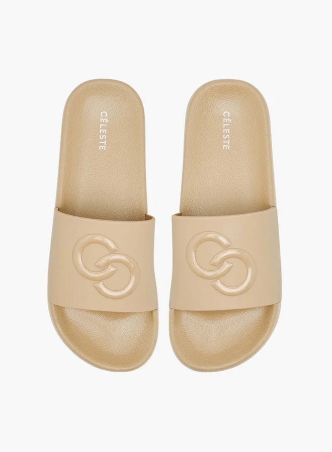 سيليست Women's Logo Embossed Slip-On Slides