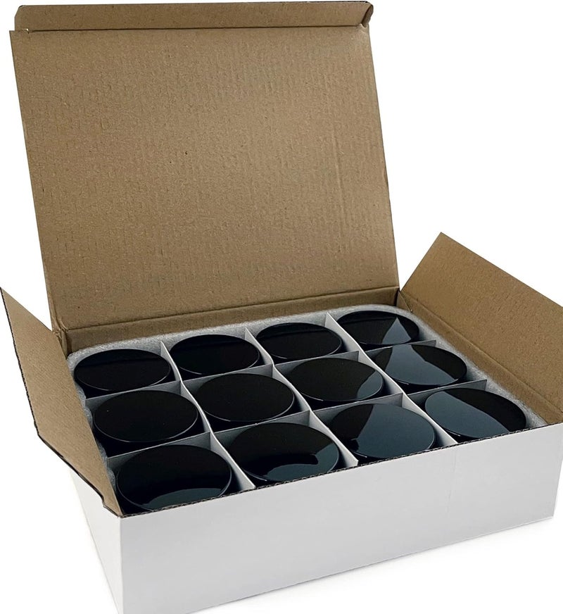Vivaplex 12 Black 1 oz Round Glass Jars with Inner Liners and black Lids - Image 4