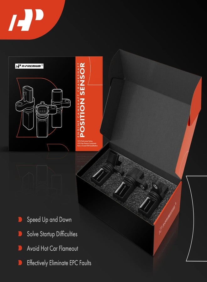 A-Premium Camshaft Crankshaft Position Sensor Compatible with Nissan & Infiniti Vehicles - 3.5L V6 - Altima, Maxima, 350Z, Murano, Quest, FX35, G35, M35 - Set of 3 - Image 2