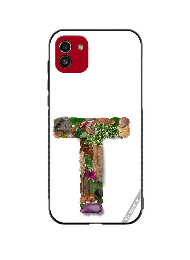 VR CREATIVE Protective Case Cover For Samsung Galaxy A03 Alphabet T Design Multicolour - Image 1