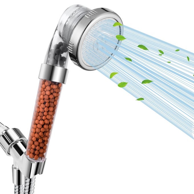 FILTERED SHOWER HEAD FOR HARD WATER HIGH PRESSURE 3 MODES SHOWER HEADS WITH HANDHELD SPRAY WATER SOFTENER SHOWERHEAD SET WITH MINERAL BEADS TO REMOVE CHLORINE FLUORIDE FOR DRY HAIR SKIN