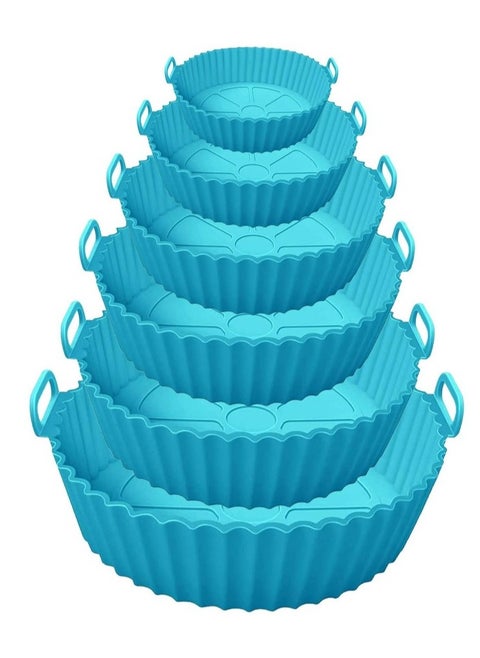 Set of 6 Different Sizes Non-Stick Silicone Air Fryer Molds, Food Safe Round Air Fryer Silicone Pan Mold, Air Fryer Liner Replacement for Flammable Parchment Paper, Reusable Oven Basket, Kitchen Oven Accessories, Suitable for Air Fryer Base Sizes Starting from 8cm to 20cm (Multiple Colors Come Randomly)