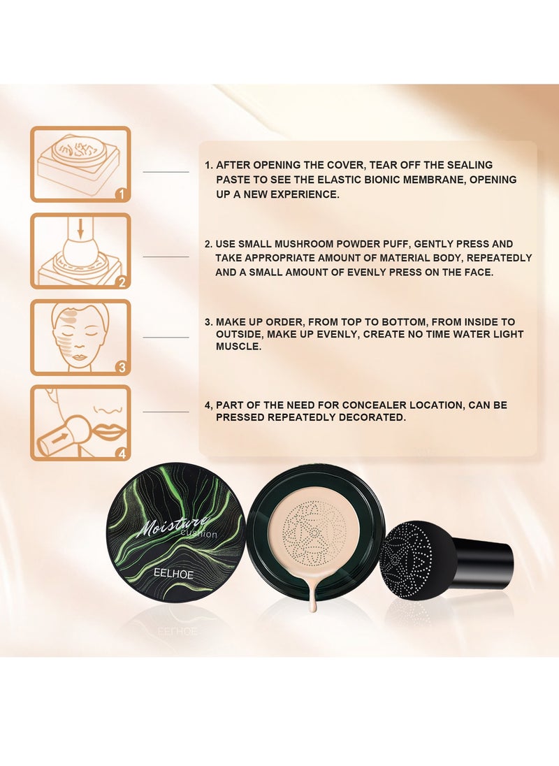 EELHOE Mushroom Head Air Cushion CC Cream  BB Cream for Mature Skin Face Makeup Foundation Moisturizing Concealer Brightening Long Lasting Even Skin Tone For All Skin Types (Ivory)  - Image 5