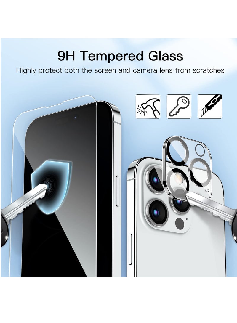 جي تيك واقي شاشة بتغطية كاملة من JETech لهاتف iPhone 14 Pro مقاس 6.1 بوصة مع واقي عدسة الكاميرا، طبقة من الزجاج المقسى عالي الدقة، عبوة واحدة لكل قطعة - Image 4