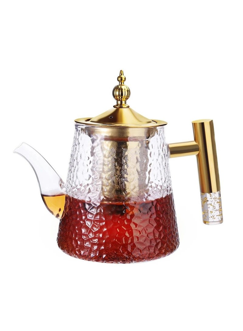 Modern design glass teapot transparent/golden - Image 1