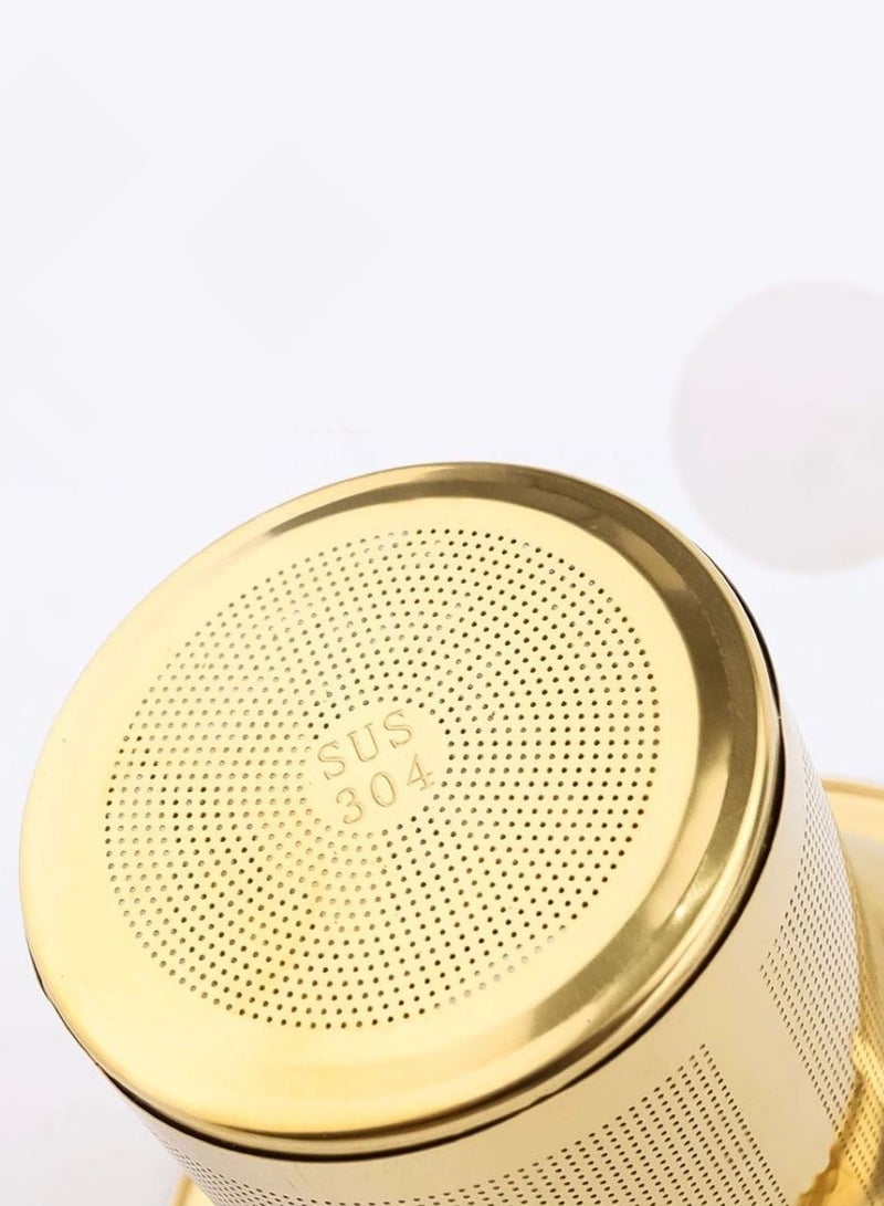 Modern design glass teapot transparent/golden - Image 2