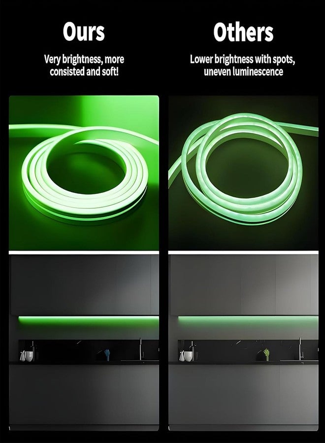 AURACELL® 1 Meter 12v DC Green LED Strip Rope Lights, Flat Silicone Neon Rope Light Flexible Cuttable String Neon LED Strips for Indoor Outdoor Decoration - 1 Meter Long(Green) - Image 4