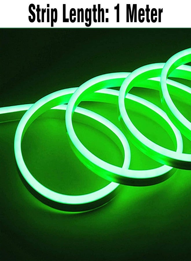 AURACELL® 1 Meter 12v DC Green LED Strip Rope Lights, Flat Silicone Neon Rope Light Flexible Cuttable String Neon LED Strips for Indoor Outdoor Decoration - 1 Meter Long(Green) - Image 2