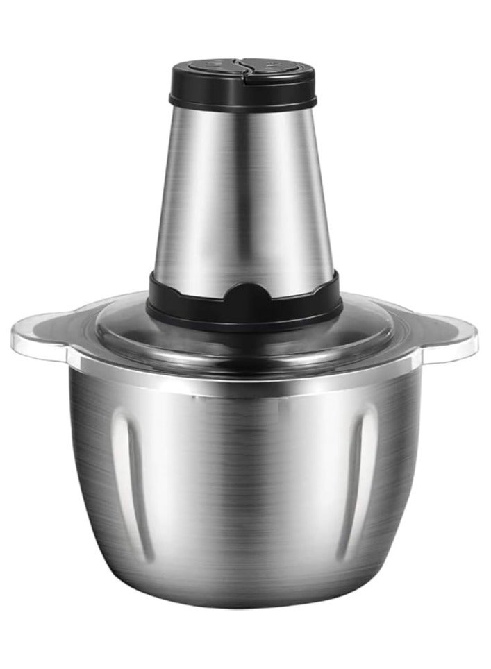 بيوينتي كهربائية الغذاء المروحية مع 3 لتر وعاء الفولاذ المقاوم للصدأ، 300 واط، 2 مستويات السرعة. طاحونة اللحوم الكهربائية خلاط طاحونة خلاط طاحونة اللحوم الفولاذ المقاوم للصدأ طاحونة كهربائية. - Image 1