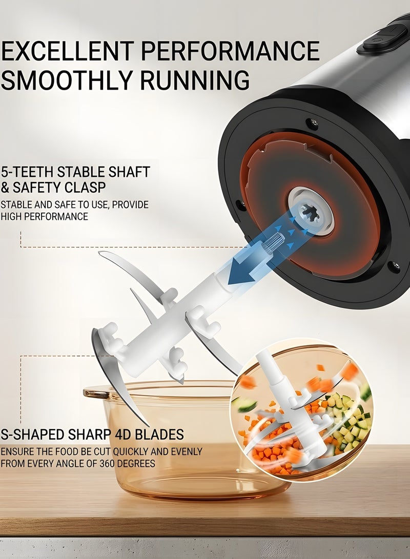 بيوينتي كهربائية الغذاء المروحية مع 3 لتر وعاء الفولاذ المقاوم للصدأ، 300 واط، 2 مستويات السرعة. طاحونة اللحوم الكهربائية خلاط طاحونة خلاط طاحونة اللحوم الفولاذ المقاوم للصدأ طاحونة كهربائية. - Image 3