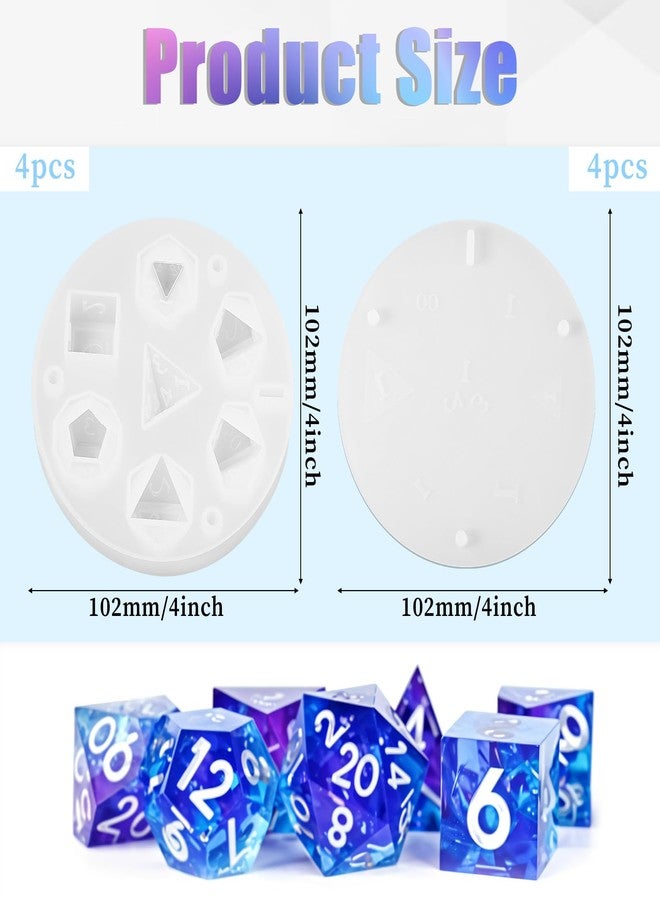 simarro 4Pcs Dice Shaped Ice Cube Mold, Silicone Dice Resin Molds with 7 Standard Stereoscopic Dice Cavities Food Grade Silicone Molds for DIY Dices Making, Table Board Game Dice Lovers Gift - Image 2
