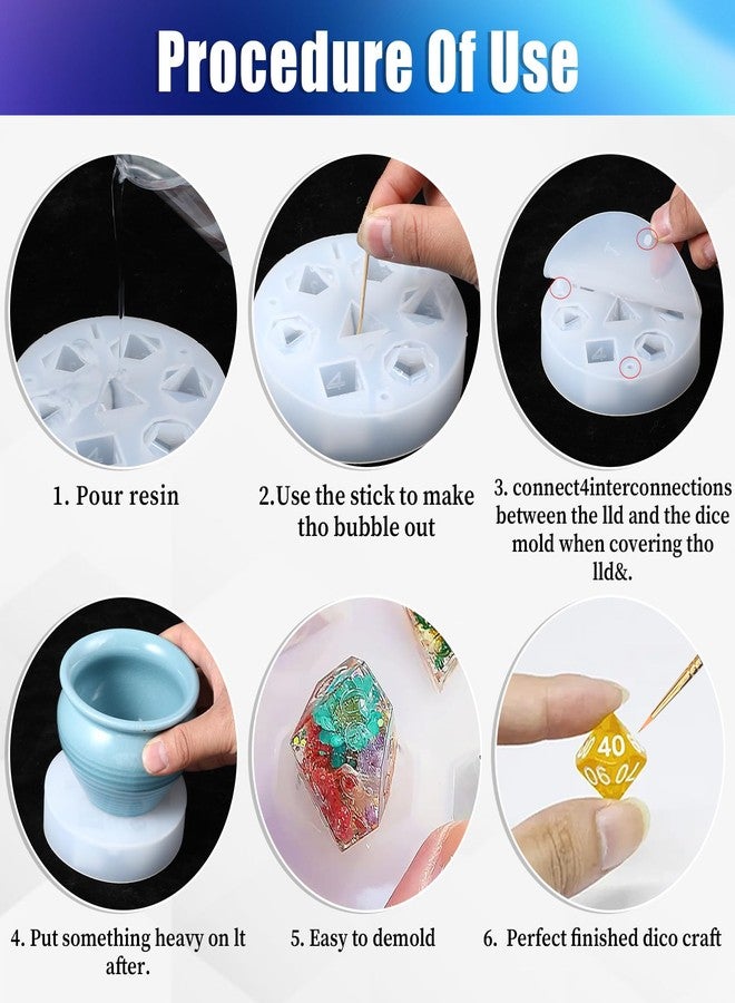 simarro 4Pcs Dice Shaped Ice Cube Mold, Silicone Dice Resin Molds with 7 Standard Stereoscopic Dice Cavities Food Grade Silicone Molds for DIY Dices Making, Table Board Game Dice Lovers Gift - Image 3