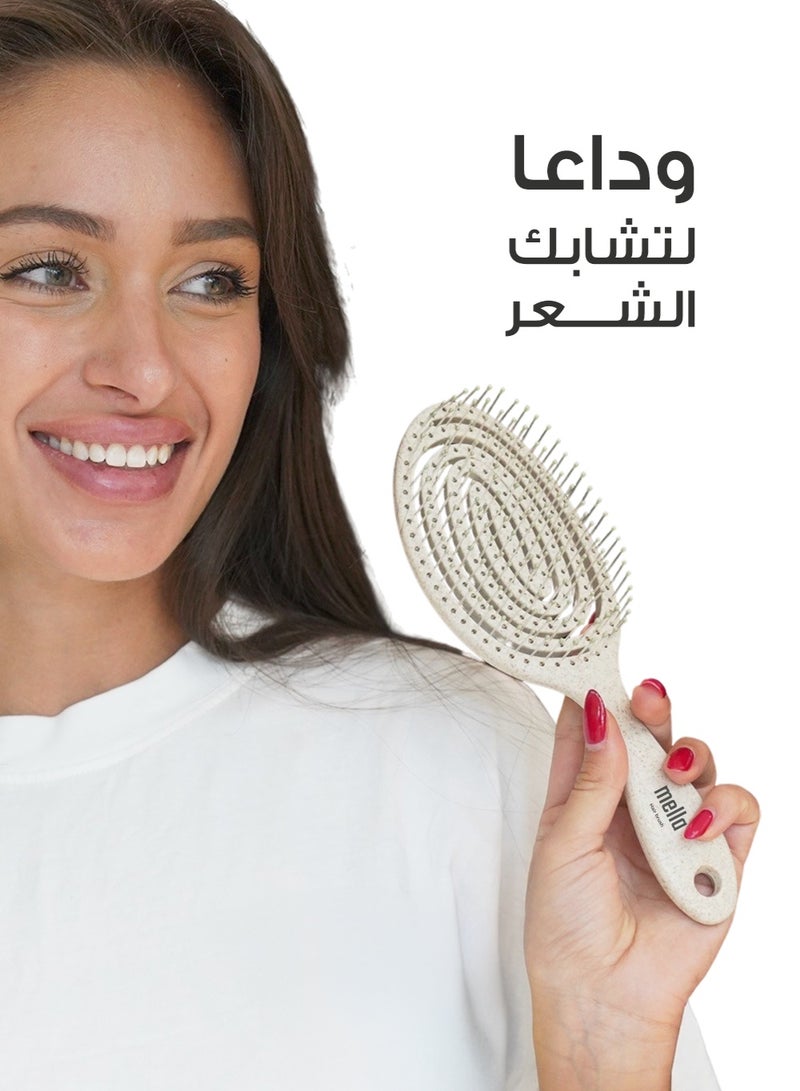 ميلا فرشاة الشعر ذات الشكل البيضاوي فك تشابك الشعر للشعر الجاف والرطب والمجعد - بيج فاتح - Image 4