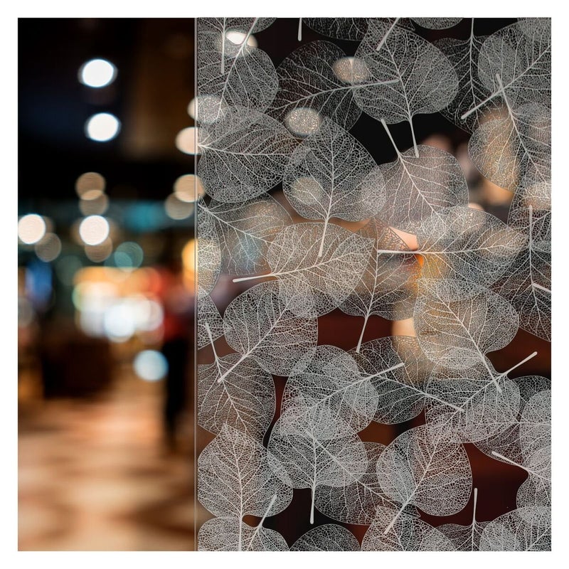 BDF 4WHLV Decorative Window Film White Leaves 24in X 7ft