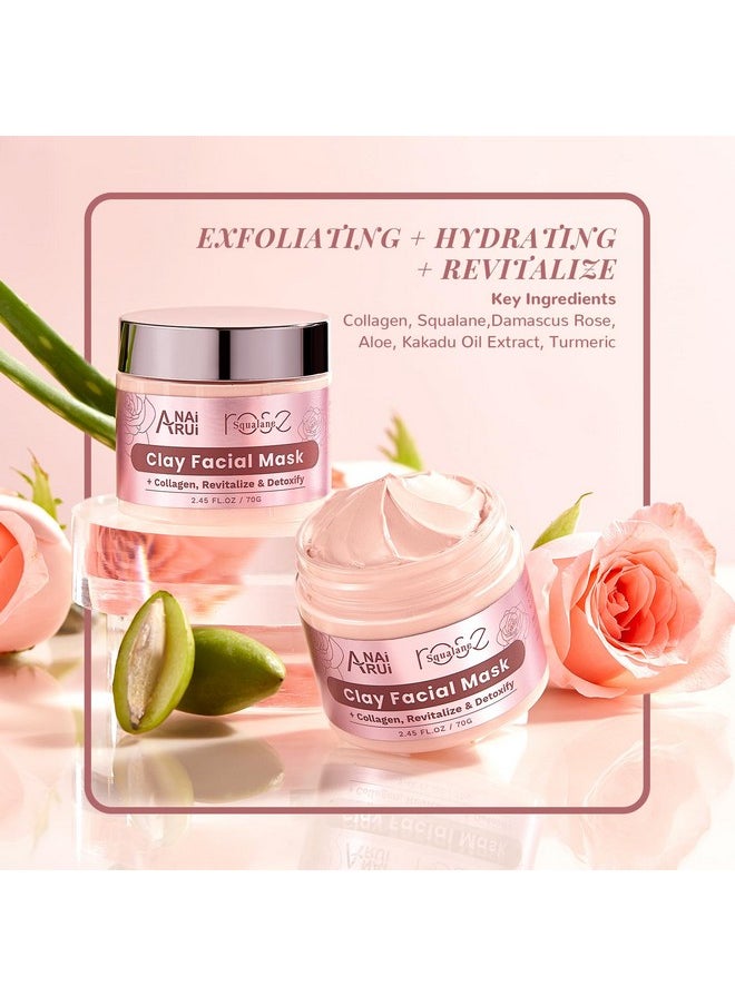 ANAI RUI - Anairui Skin Care Set Facial Kit For Women Rose & Squalane Face Wash And Moisturizer Set With Clay Mask Face Cleanser And Facial Oil Purify Hydrate Radiant Rose Travel Skincare Set - Image 1