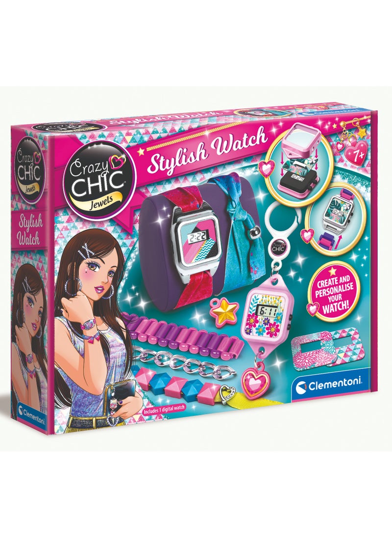 Clementoni Clementoni Crazy Chic Stylish Watch | Watch-Making Kit | Do it Youself | Pretend Play | Arts & Crafts | Personalized Watch | Easy to Use | Develops Fine Motor Skills & Creativity | Colorful and Customizable | Fashionable | Perfect Gift for Fashion Lovers!  - Image 1
