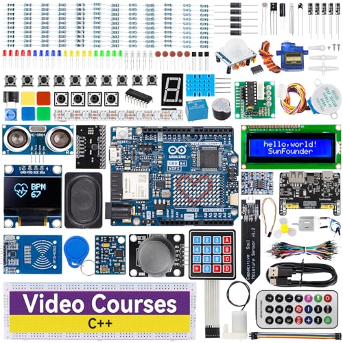SunFounder Elite Explorer Kit with Original Arduino Uno R4 WiFi, RoHS Compliant, Bluetooth IoT ESP32 IIC LCD1602 OLED, Super Starter Kit, Online Tutorials & Video Courses for Beginners & Engineers - Image 1