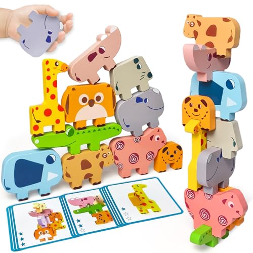 Vaiheng Toys for Toddlers 13 Montessori Toys for 1 2 3 4 Year Old Boys Girls Toy Age 24 02 Kids Baby 1 2 3 Year Old Girls Boys Gifts Wooden Animal Blocks Stacking Education Puzzles Toy - Image 1