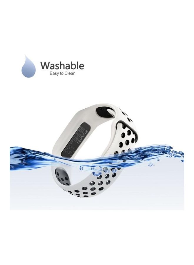 NIBEMINENT Silicone Replacement Wrist Strap Watchband For Huawei Honor Band 4 Running Version/Band 3e White/Black  - Image 2