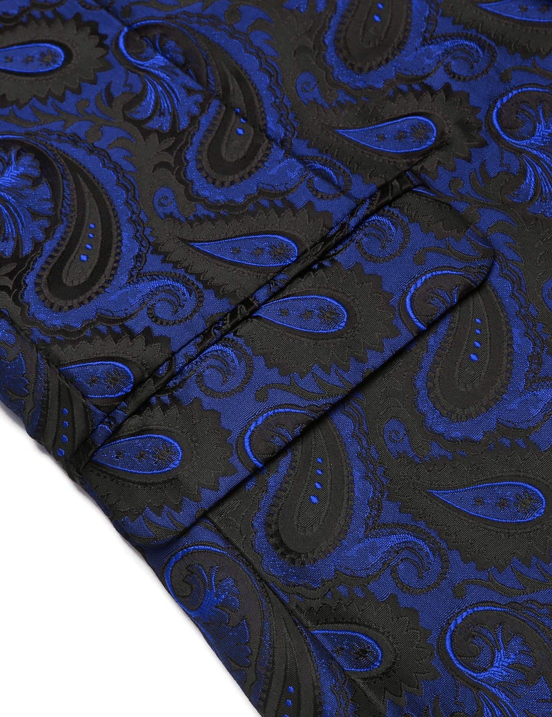 COOFANDY Mens Floral Tuxedo Jacket Paisley Suit Blazer Dinner Prom Jacket Halloween Tuxedo Blue - Image 5