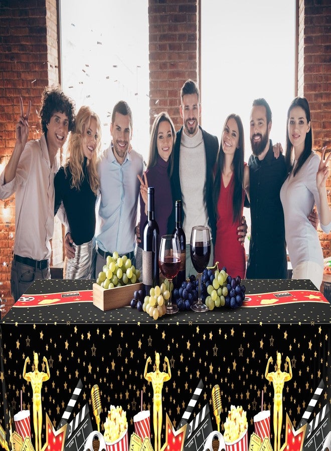 Oudain 6 Pcs Movie Night Tablecloth 54 x 108 Inch Movie Theme Table Covers Rectangular Tablecloth for Movie Night Party Supplies Birthday Party Wedding Theater Dining Camping Anniversary (Black) - Image 4