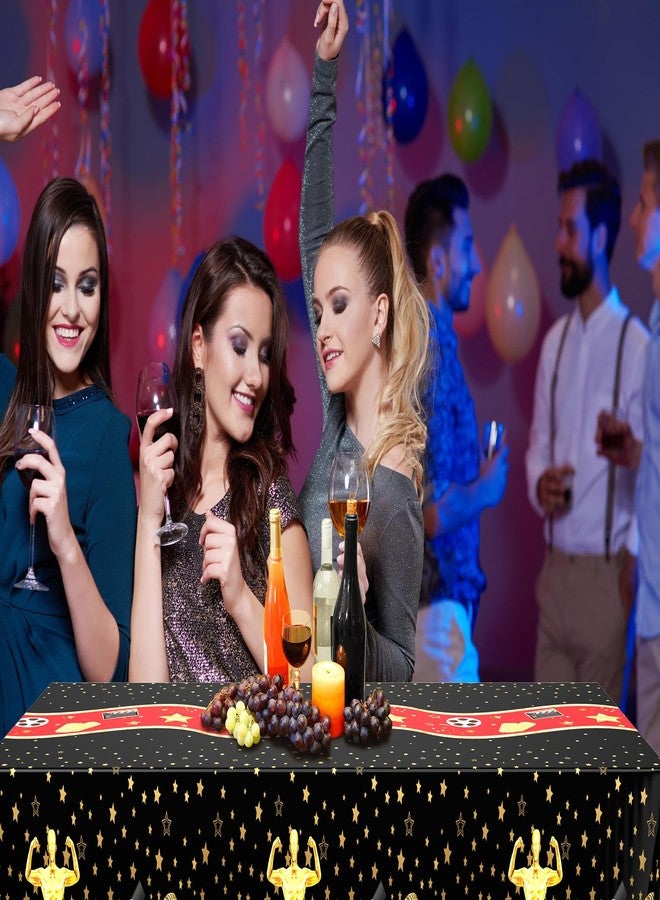 Oudain 6 Pcs Movie Night Tablecloth 54 x 108 Inch Movie Theme Table Covers Rectangular Tablecloth for Movie Night Party Supplies Birthday Party Wedding Theater Dining Camping Anniversary (Black) - Image 5