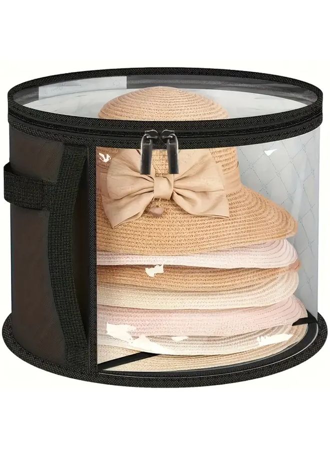 Grey Foldable Oversized Hat Storage Box With Transparent Window And Double Zipper - Image 2