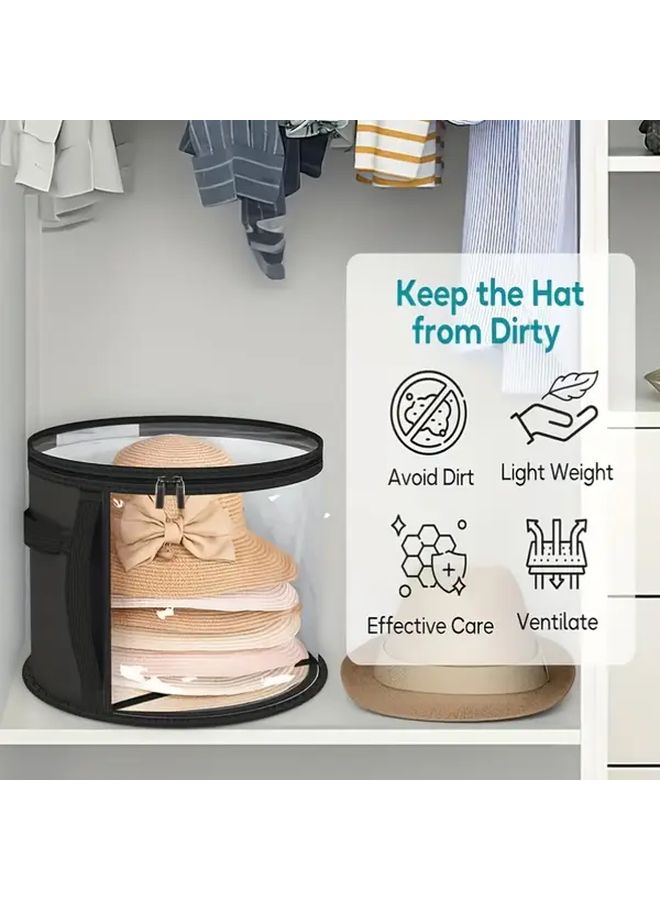 Grey Foldable Oversized Hat Storage Box With Transparent Window And Double Zipper - Image 5
