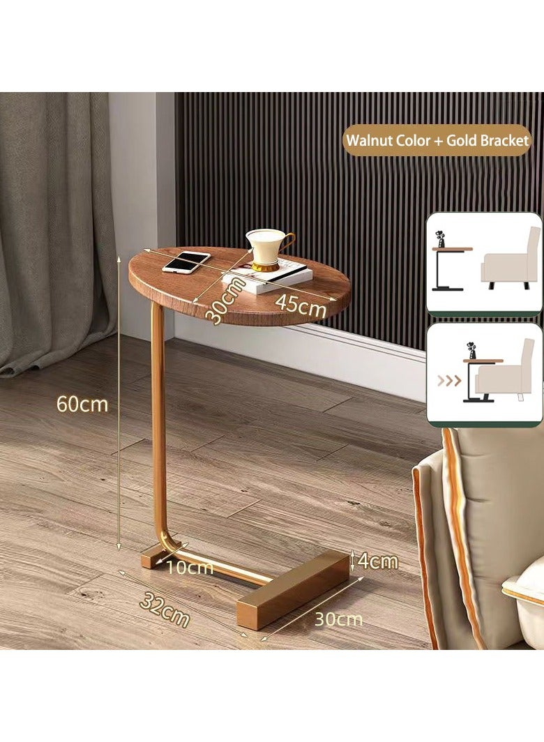 VUCATIN طاولة جانبية على شكل حرف C، طاولة جانبية حديثة على شكل حرف C للأريكة وبجانب السرير، طاولة جانبية خشبية على شكل حرف C وطاولات جانبية صغيرة للأريكة تنزلق تحتها، طاولة على شكل حرف C لغرفة النوم وغرفة المعيشة (ذهبي) - Image 4