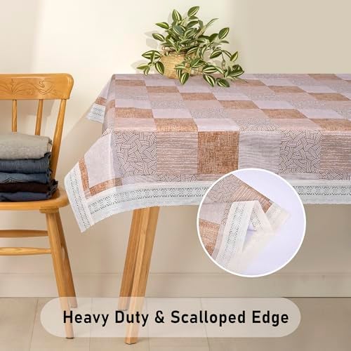 Oriental Weavers OrientalWeavers PVC Dining Table Cover - 54 x 78 in, 6 Seater Table Protector Cover - Rectangle Shape Table Cover with White Side Trim Lace, Red and White Flower Print - Image 2