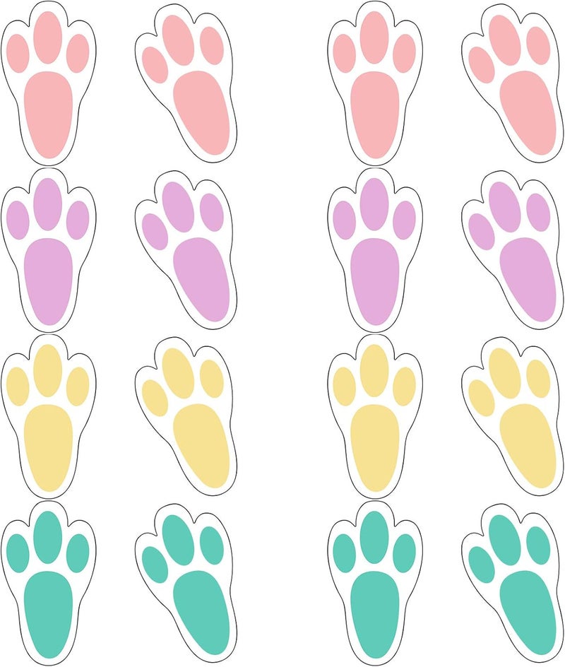 Zonon 20 Pairs of Easter Stickers Bunny Paw Prints Footprints Floor Clings Decals Rabbit Footprints Stickers Bunny Paw Stickers for Floor Ceiling Window Wall Easter Day Party Supplies, 4 Colors - Image 1