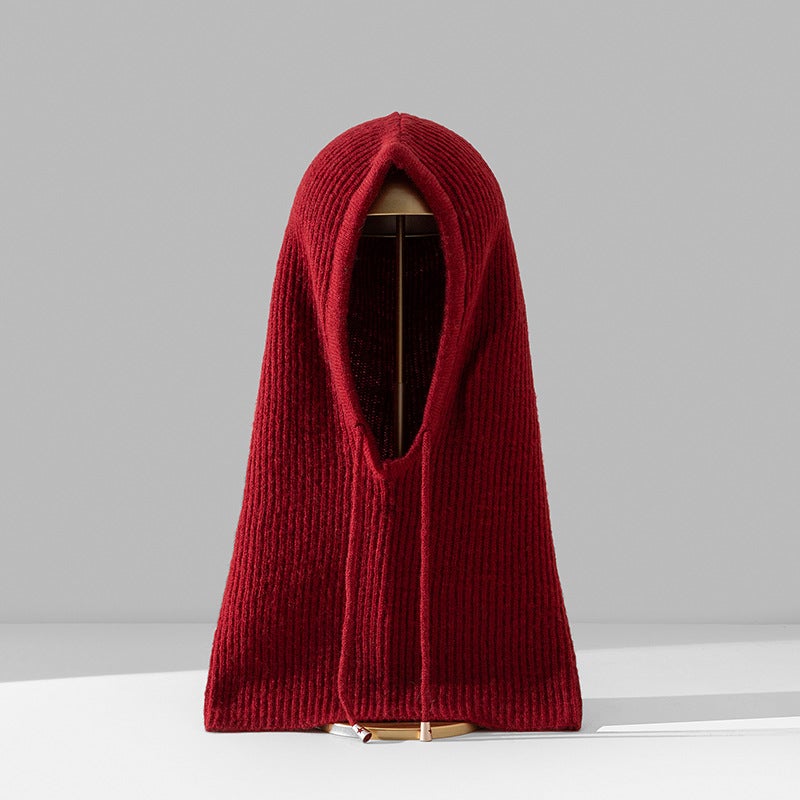 2024 autumn and winter new balaclava cap scarf hooded one mens and womens cap warm Korean pullover knitted hat dark orange - Image 5