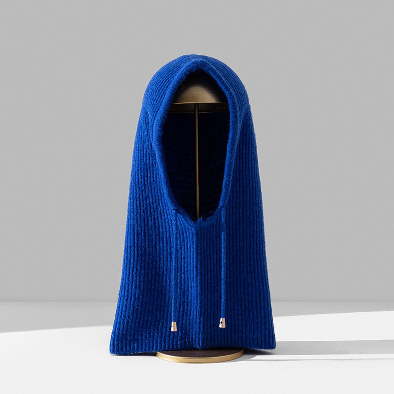 2024 autumn and winter new balaclava cap scarf hooded one mens and womens cap warm Korean pullover knitted hat dark orange - Image 2