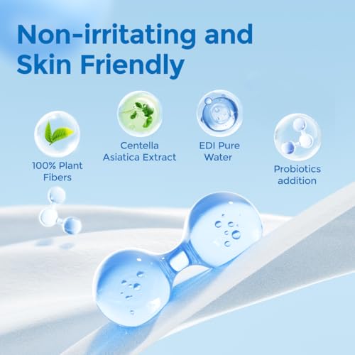 matern'ella Flushable Wipes Extra Large Corner-Connected Wet Wipes Plant Based Fibers With Probiotics Fragrance Free Sewer Safe Butt Wipe Adult 8 Packs of 80 - Image 2