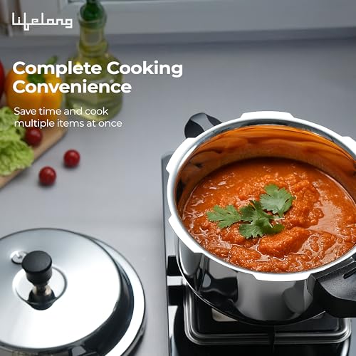 Lifelong 1 Litre Triply Stainless Steel Pressure Cooker for Kitchen | 2.5mm Thickness | Gas & Induction Compatible | Fast & Even Heating | Spillage Control Lid |Easy to Clean Wide Base | BIS Certified - Image 2